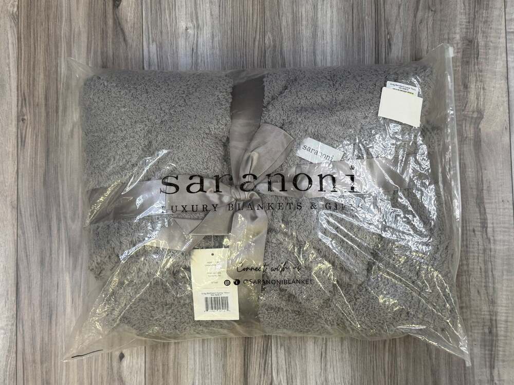Saranoni Bamboni Home Throw Blanket Gray 50x60 Luxury Plush Fleece NEW